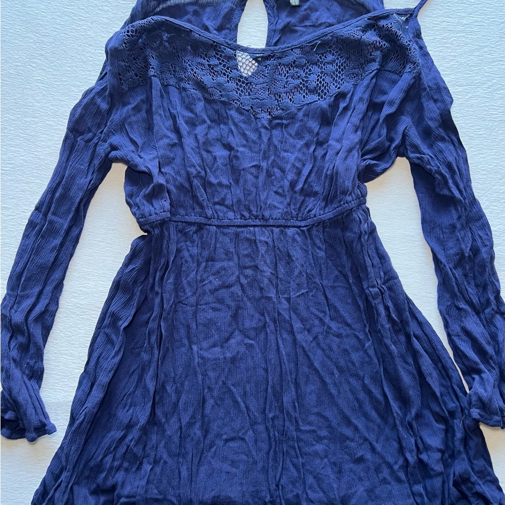 Missguided Navy Long Sleeve Dress